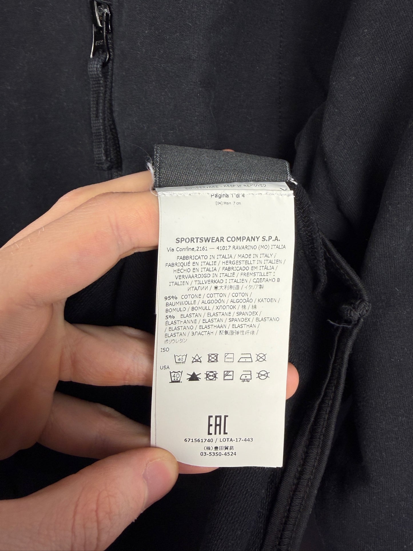 Felpa nera con taschino sul petto Ghost Stone Island - Taglia S