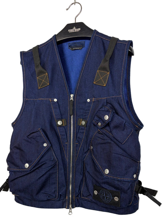 Giacca smanicato blu navy Indigo Polypropylene Denim Light Denim Research Stone Island - Taglia S