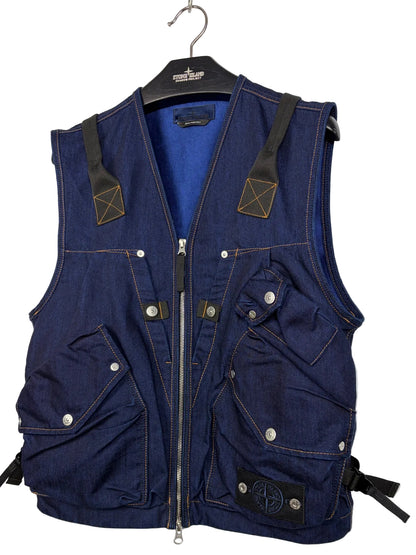 Giacca smanicato blu navy Indigo Polypropylene Denim Light Denim Research Stone Island - Taglia S