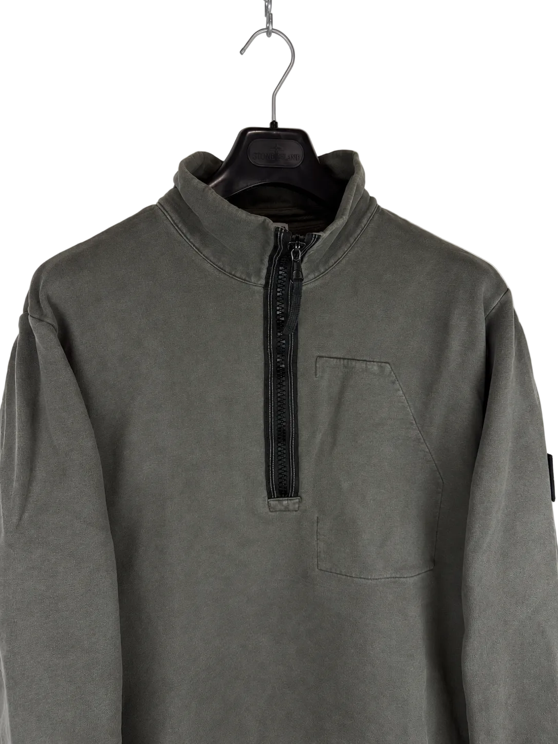 Maglione Vintage grigio con zip 1/4 Stone Island - Taglia XXL - foto 3