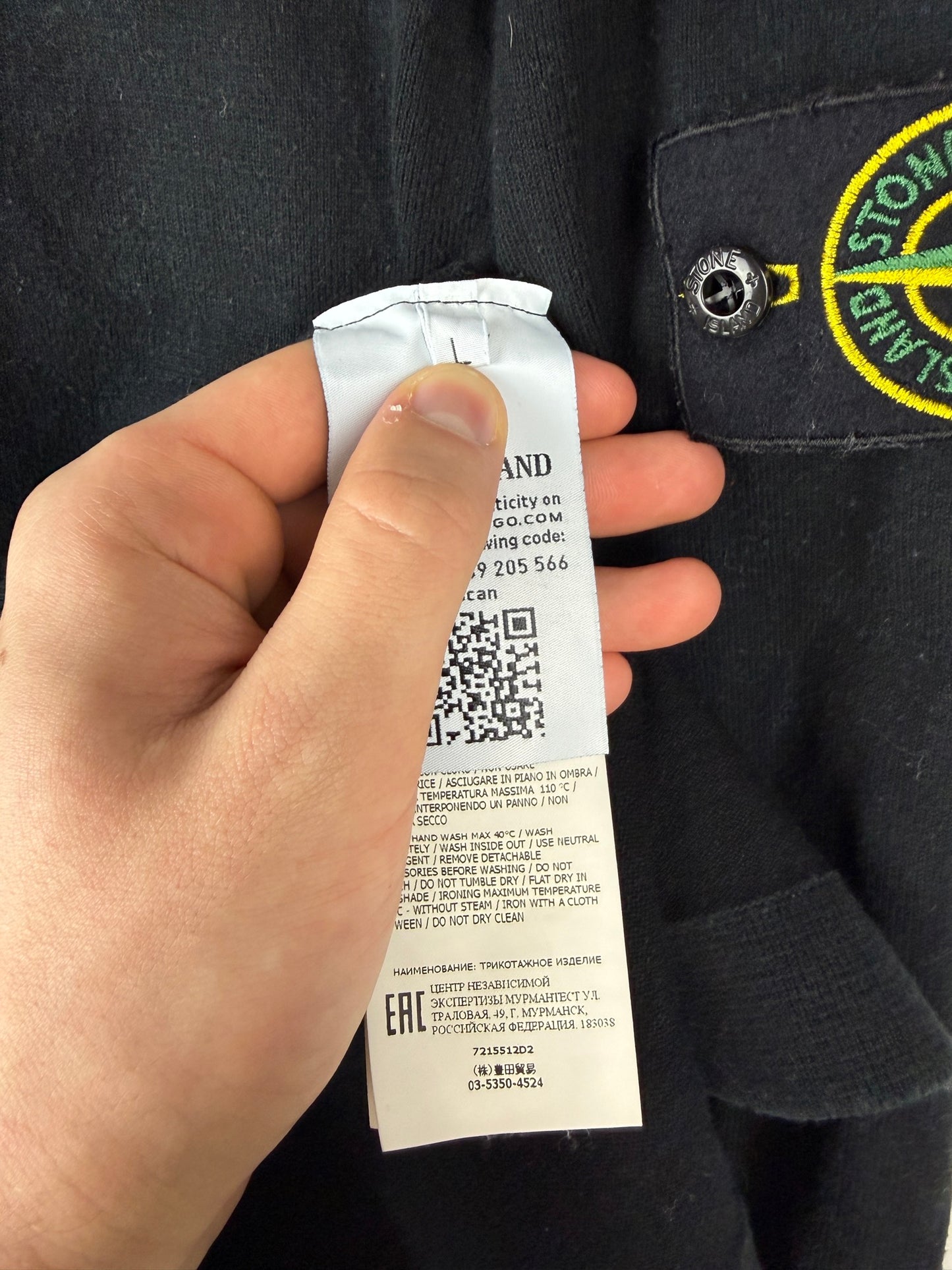 Maglione nero con taschino sul petto Stone Island - Taglia L