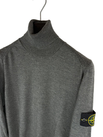 Maglione dolcevita grigio in 100% lana Stone Island - Taglia M