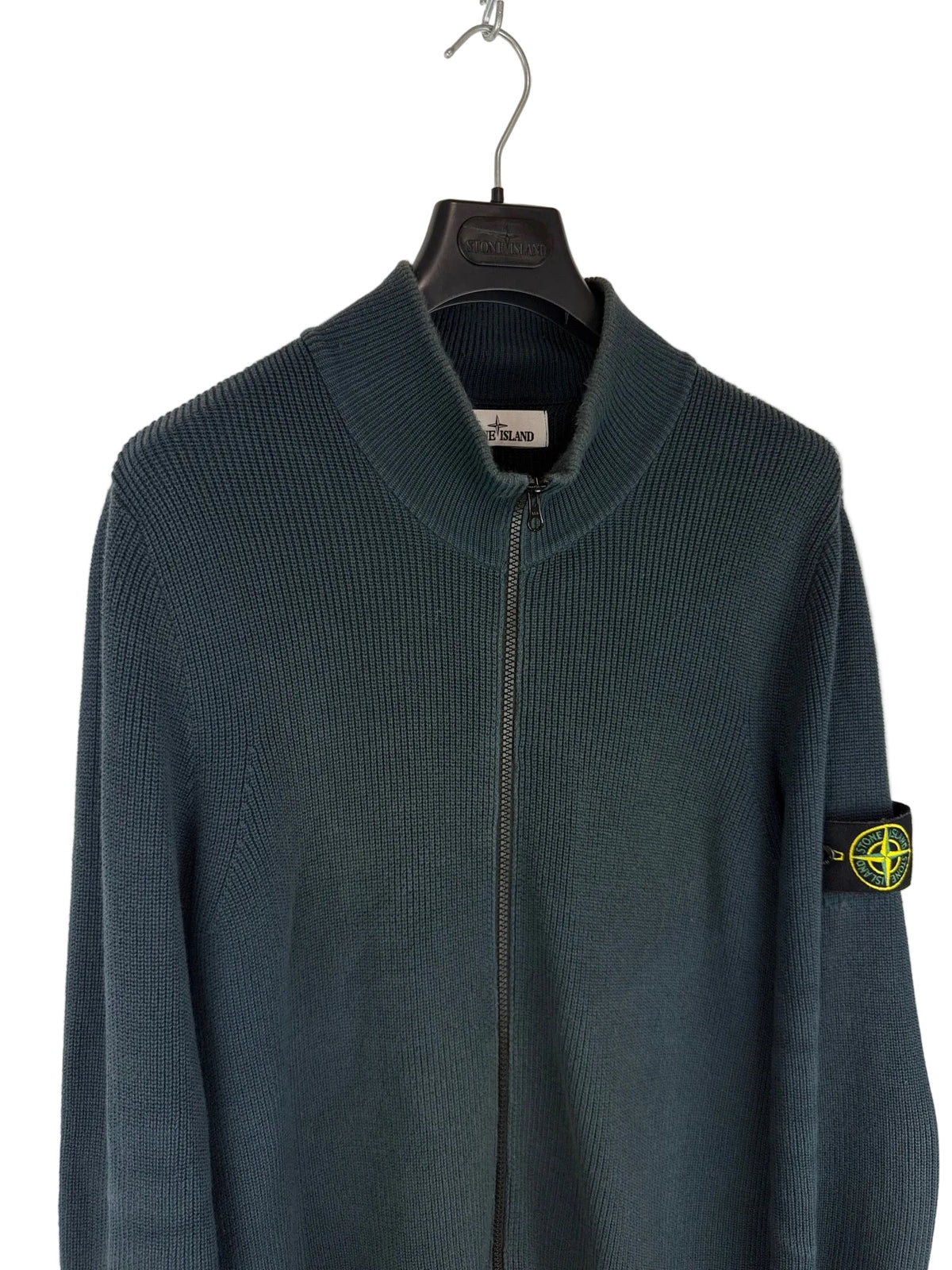 Maglione verde petrolio con zip Stone Island - Taglia M
