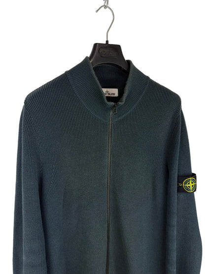 Maglione verde petrolio con zip Stone Island - Taglia M