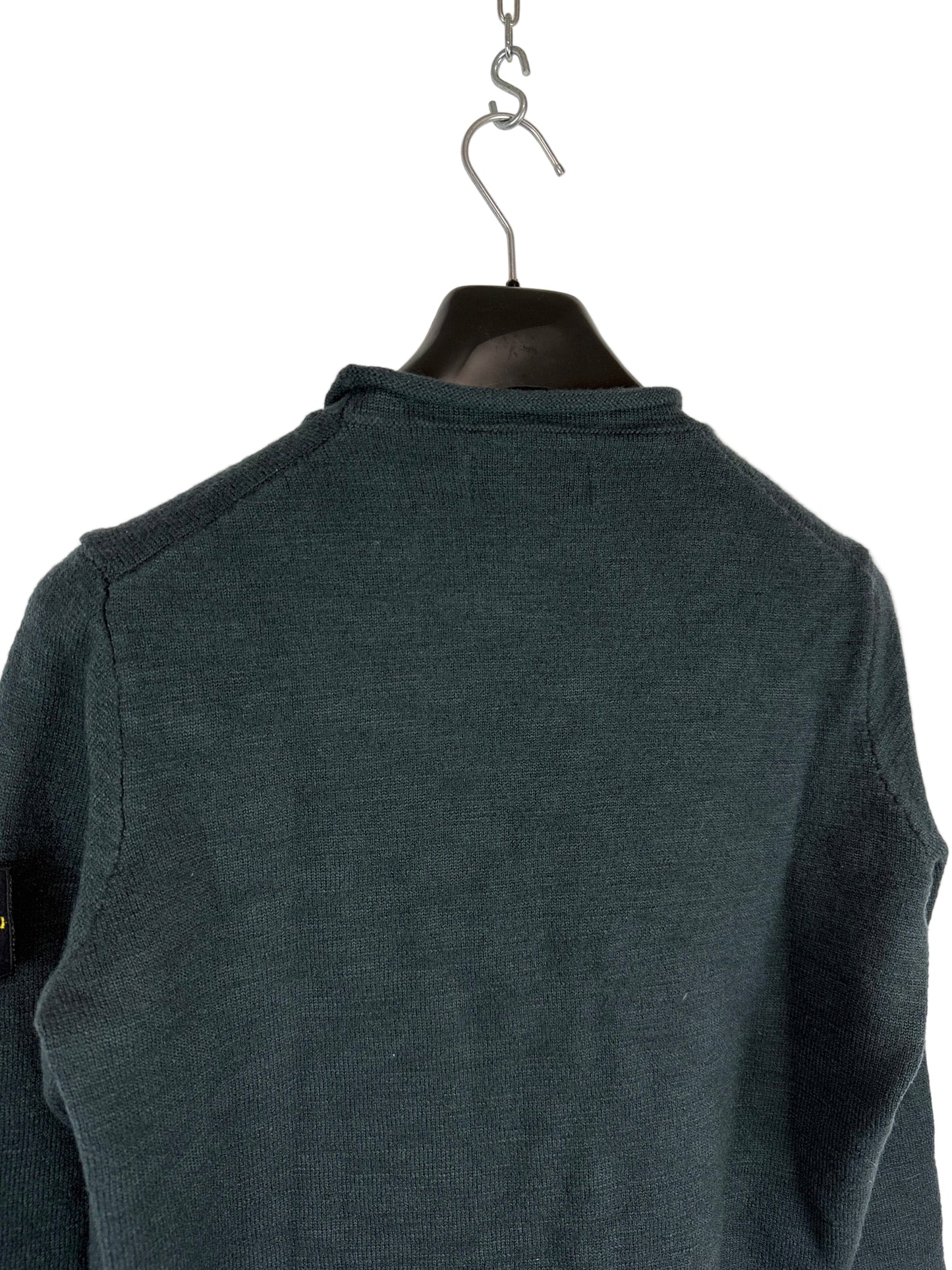 Maglione verde petrolio con taschino in lana Stone Island - Taglia S