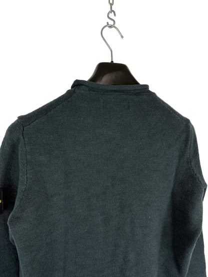 Maglione verde petrolio con taschino in lana Stone Island - Taglia S