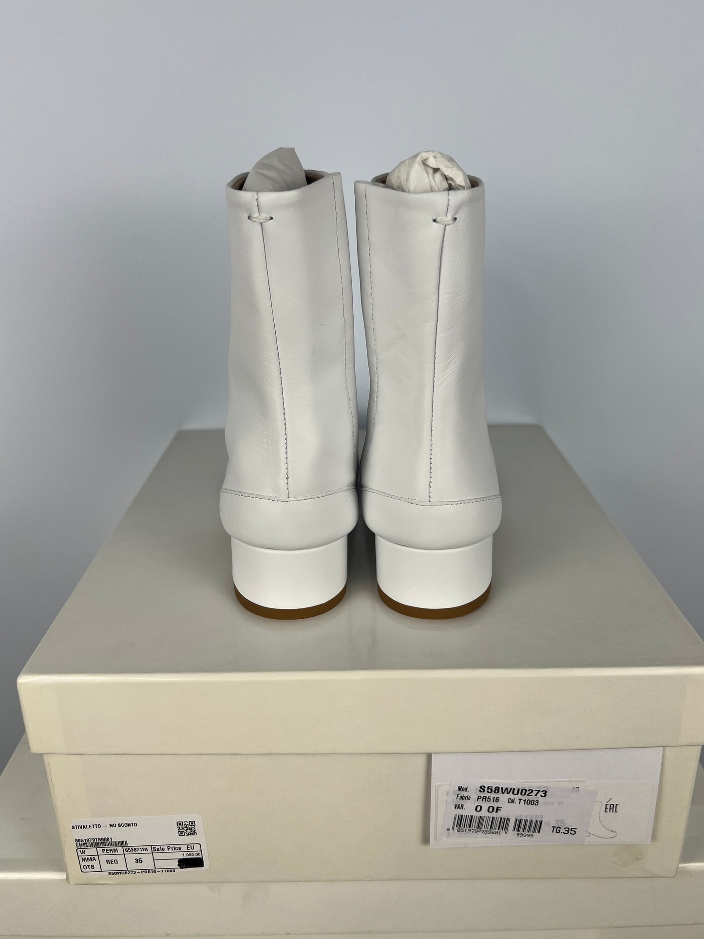Stivaletti Tabi con tacco bianchi da donna Maison Martin Margiela (nuovi con cartellino) - Numero 35