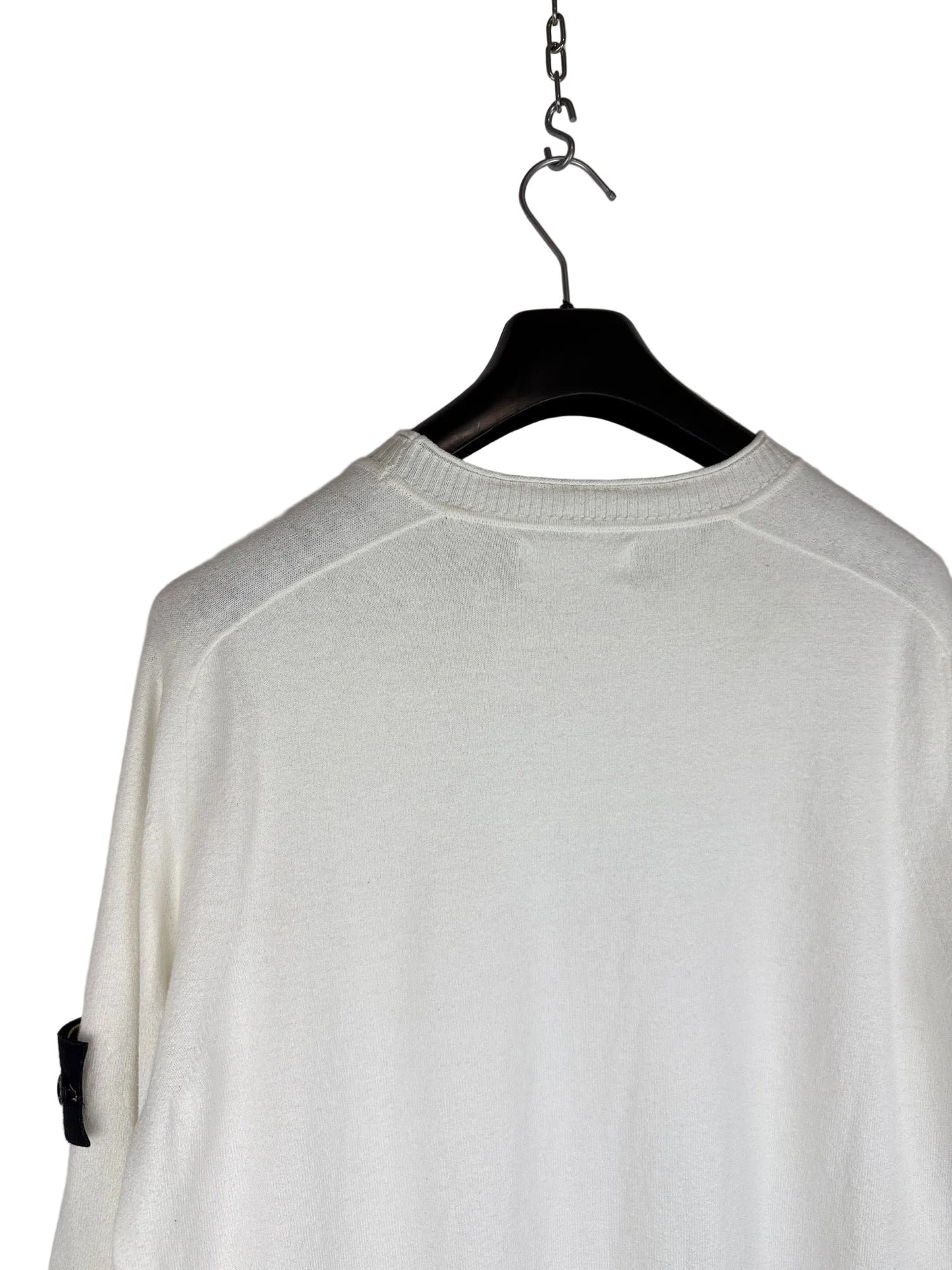 Maglione bianco con strisce sui polsini Stone Island - Taglia XL
