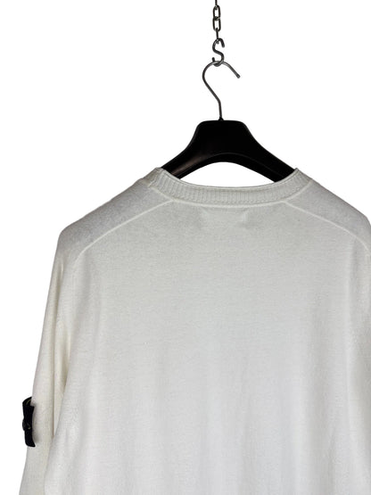 Maglione bianco con strisce sui polsini Stone Island - Taglia XL