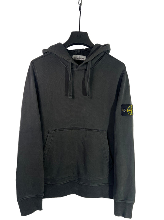 Felpa nera antracite con cappuccio Stone Island - Taglia S