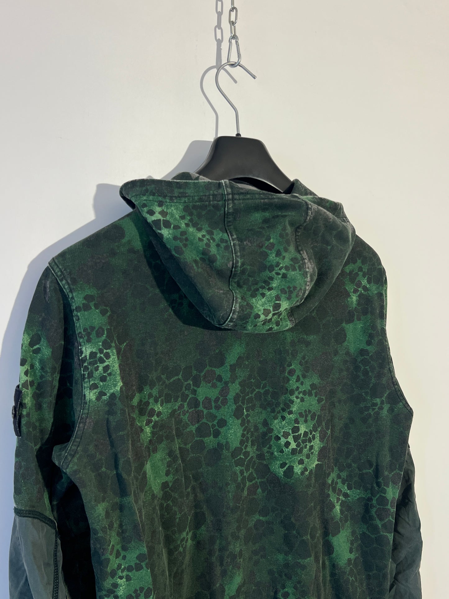 Felpa verde con zip e cappuccio Alligator Camo Stone Island - Taglia M