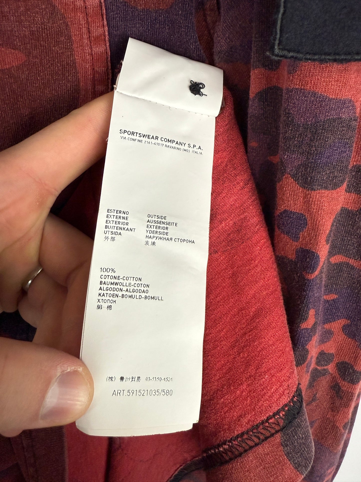 T-shirt a maniche lunghe camo rossa Stone Island - Taglia M