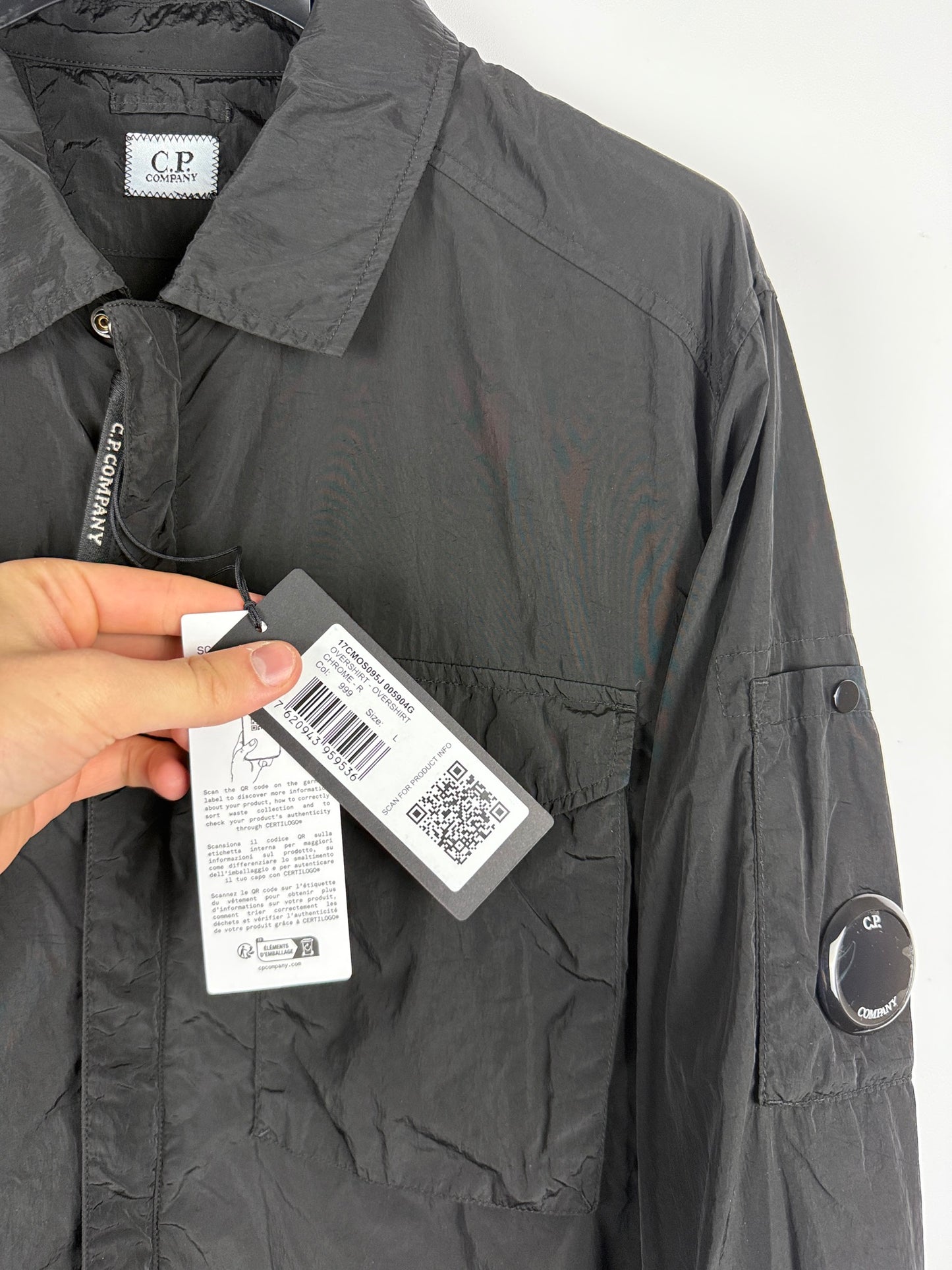 Giacca Chrome-R nera in nylon C.P. Company (nuova con cartellino) - Taglia L