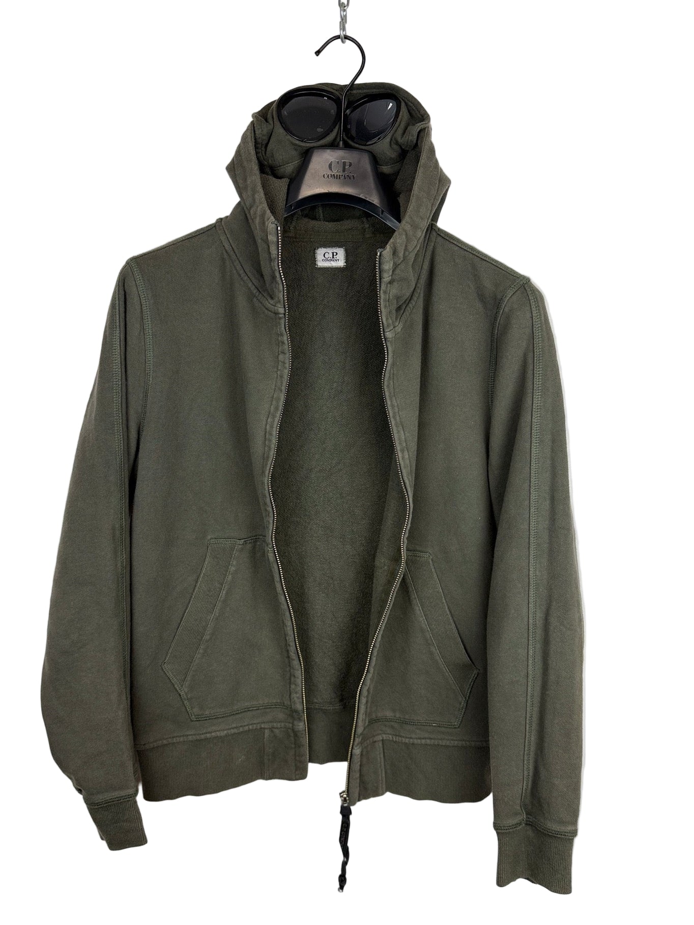 Felpa Goggle grigia con zip e cappuccio C.P. Company - Taglia M