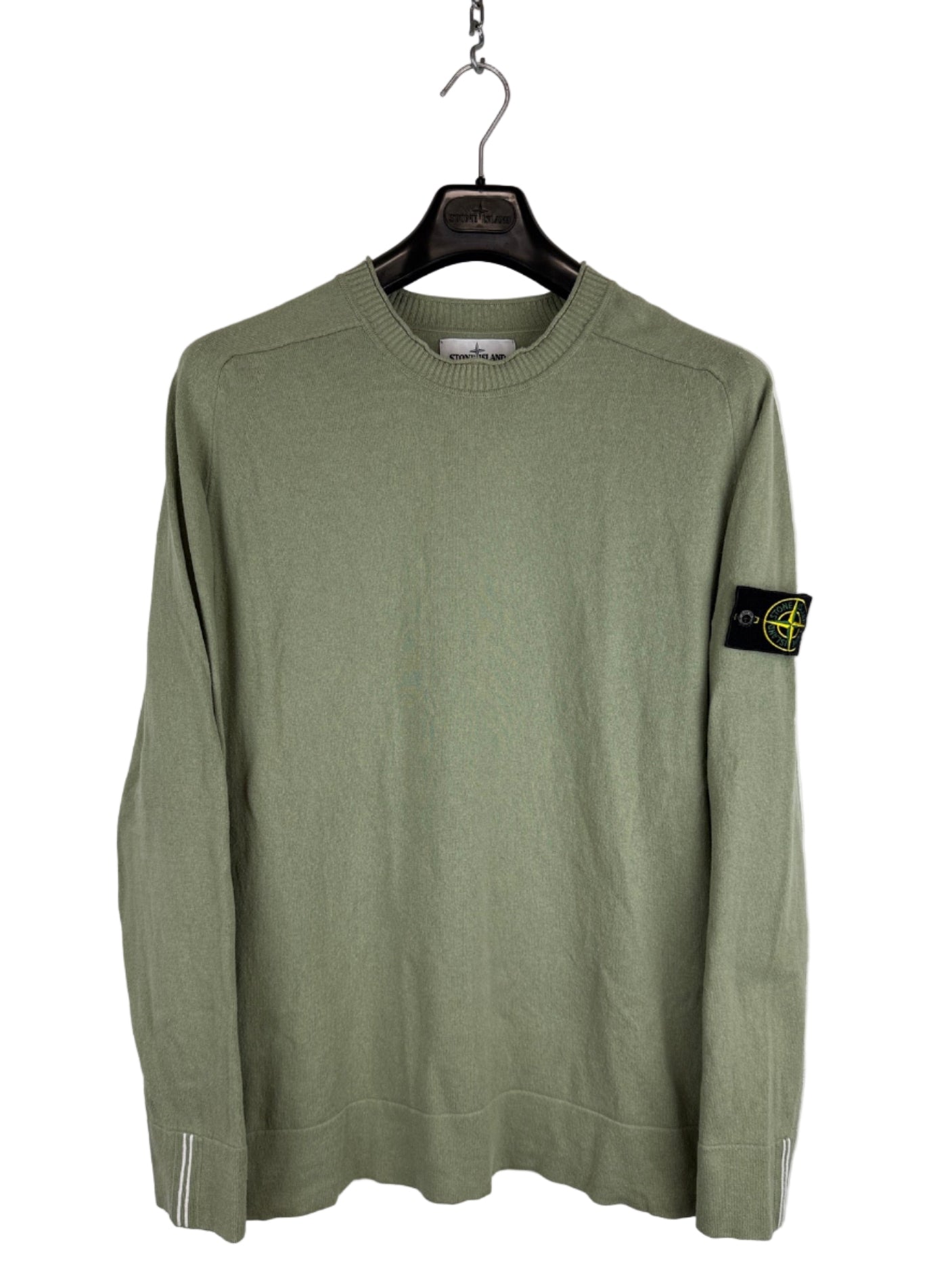 Maglione verde con strisce sui polsini Stone Island - Taglia XL