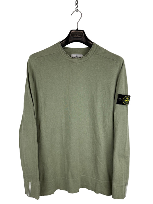 Maglione verde con strisce sui polsini Stone Island - Taglia XL