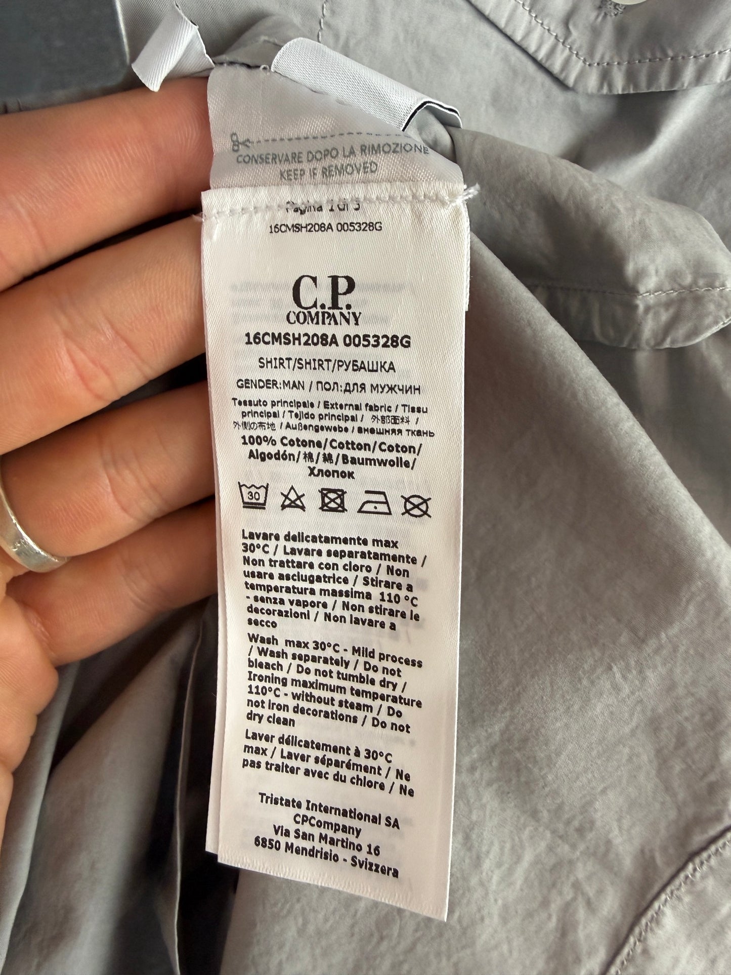 Camicia grigia con taschino sul petto C.P. Company (nuova con cartellino) - Taglia XXL