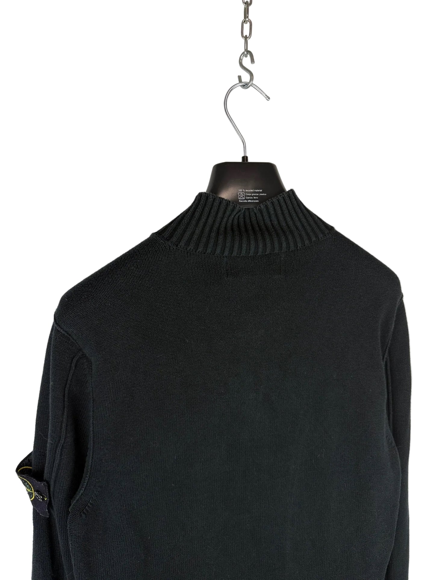 Maglione nero con 1/4 zip e bottoni Stone Island - Taglia L