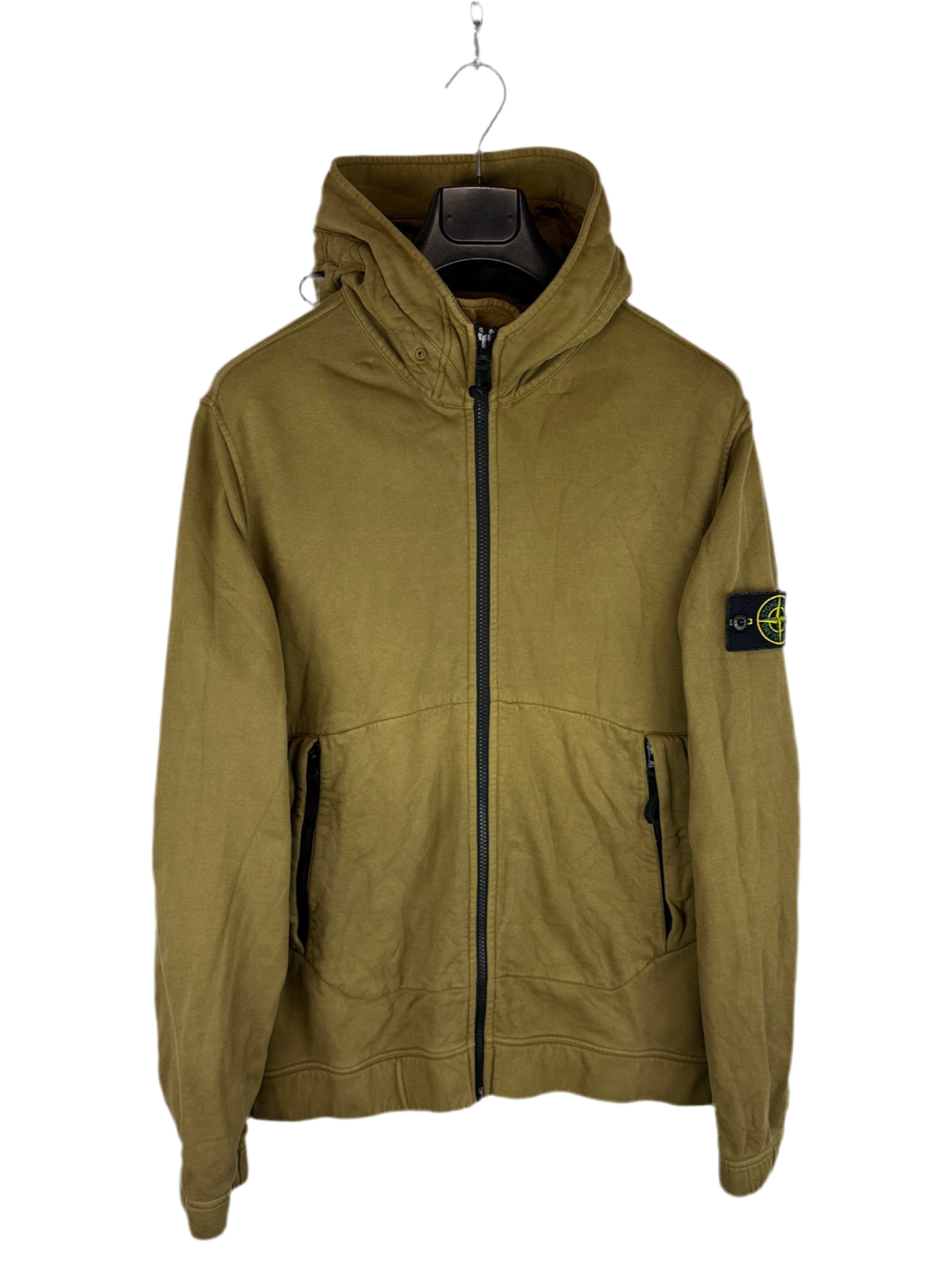 Felpa verde kaki con zip e cappuccio Stone Island - Taglia XL