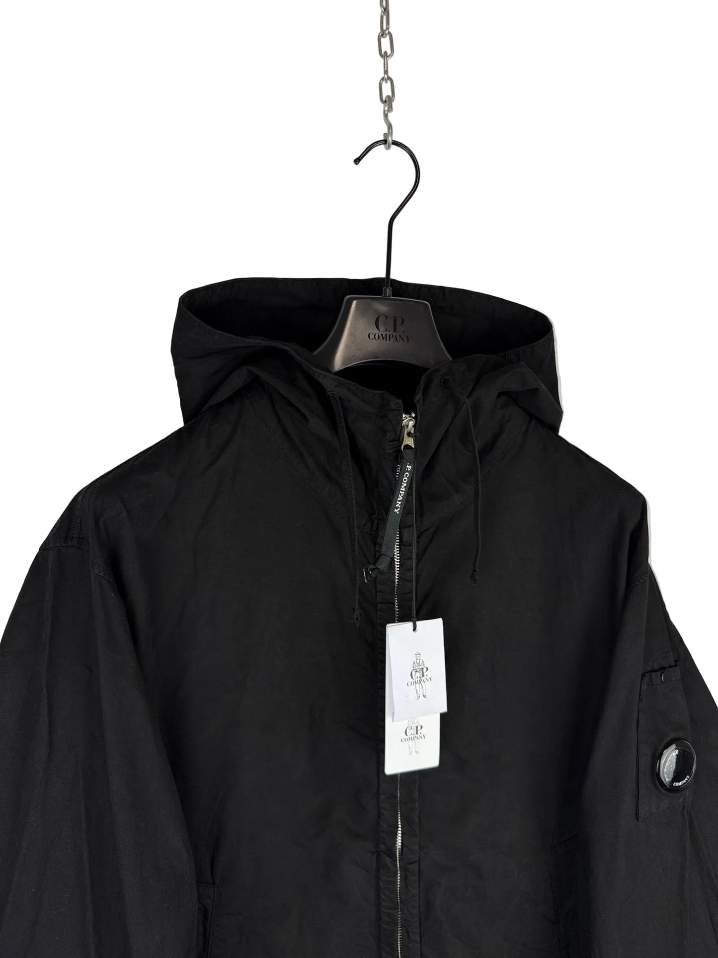 Giacca nera con zip e cappuccio C.P. Company (nuova con cartellino) - Taglia L, XL, XXL