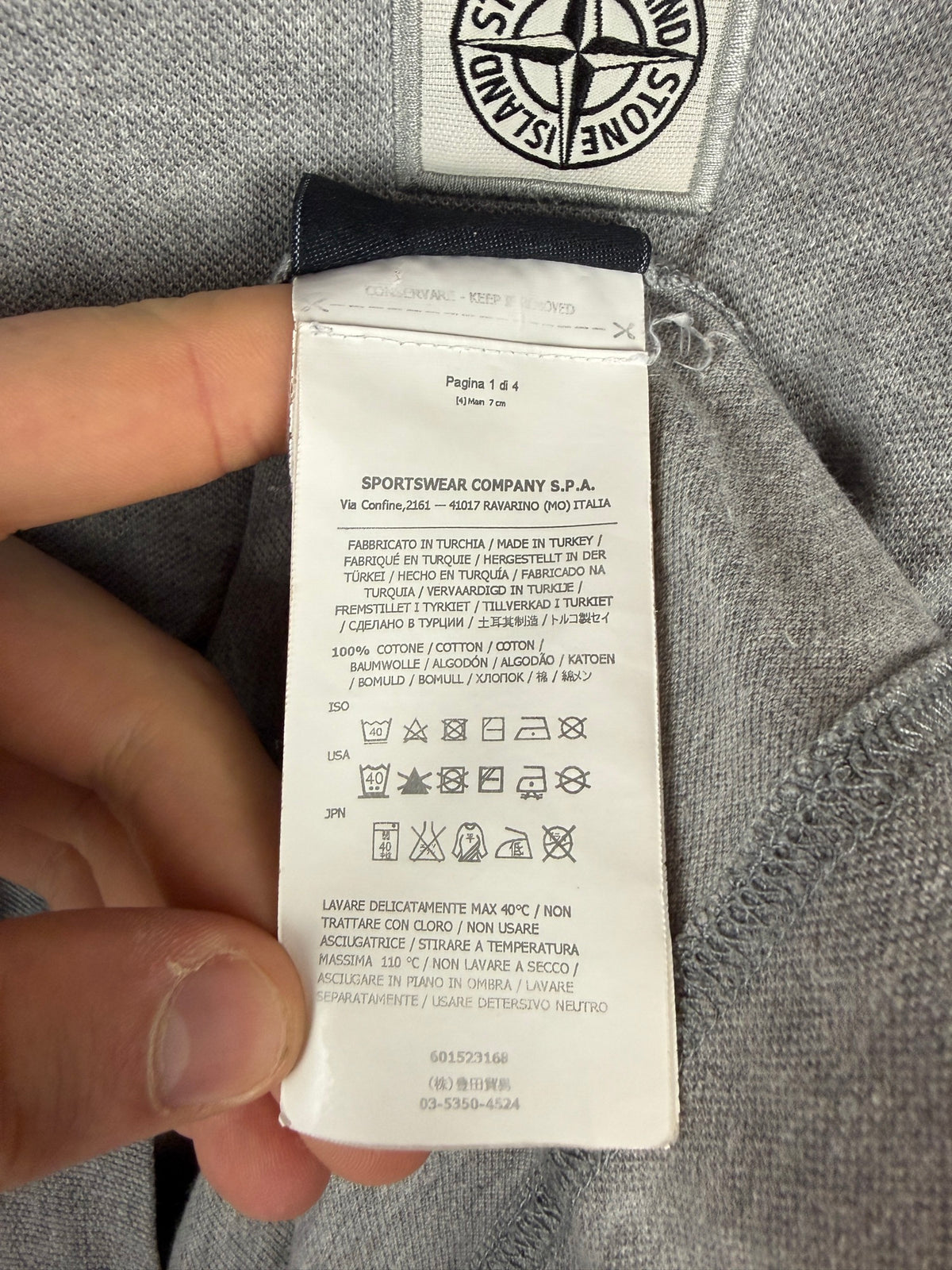 Stone Island Short-Sleeve Grey Polo Shirt - Size L
