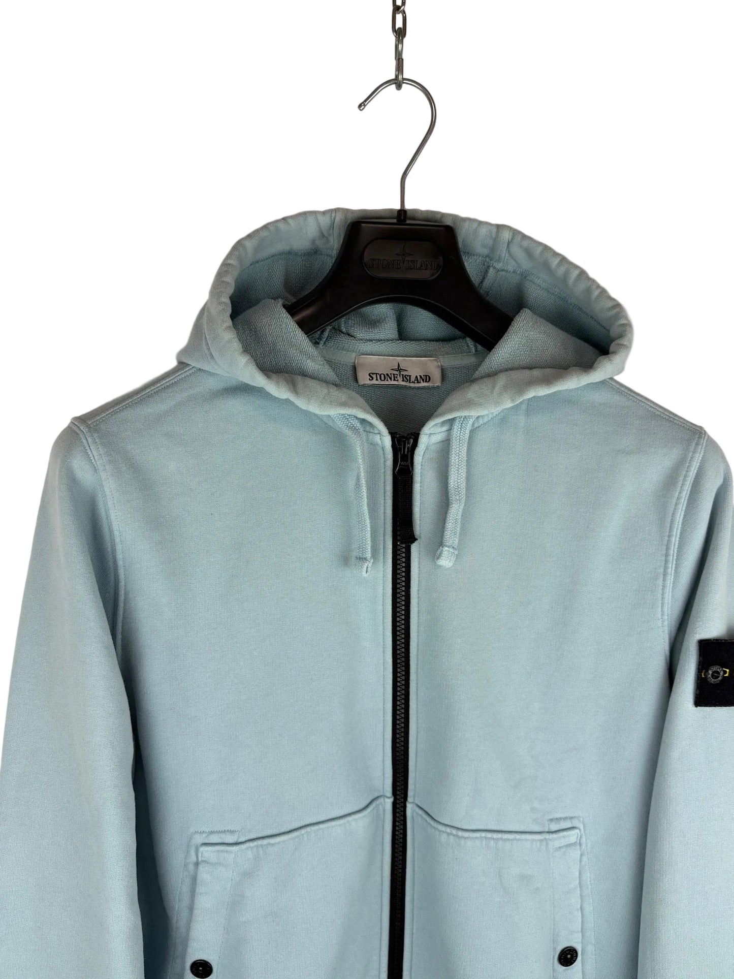 Felpa azzurra con zip e cappuccio Stone Island - Taglia M