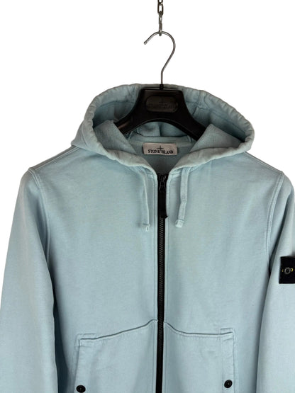 Felpa azzurra con zip e cappuccio Stone Island - Taglia M