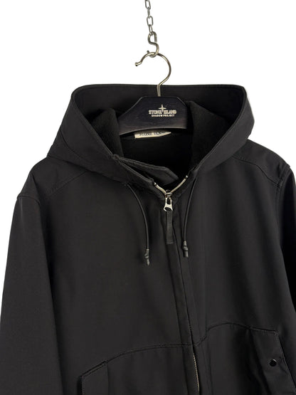 Giacca Soft Shell-R nero con zip e cappuccio Stone Island - Taglia XL