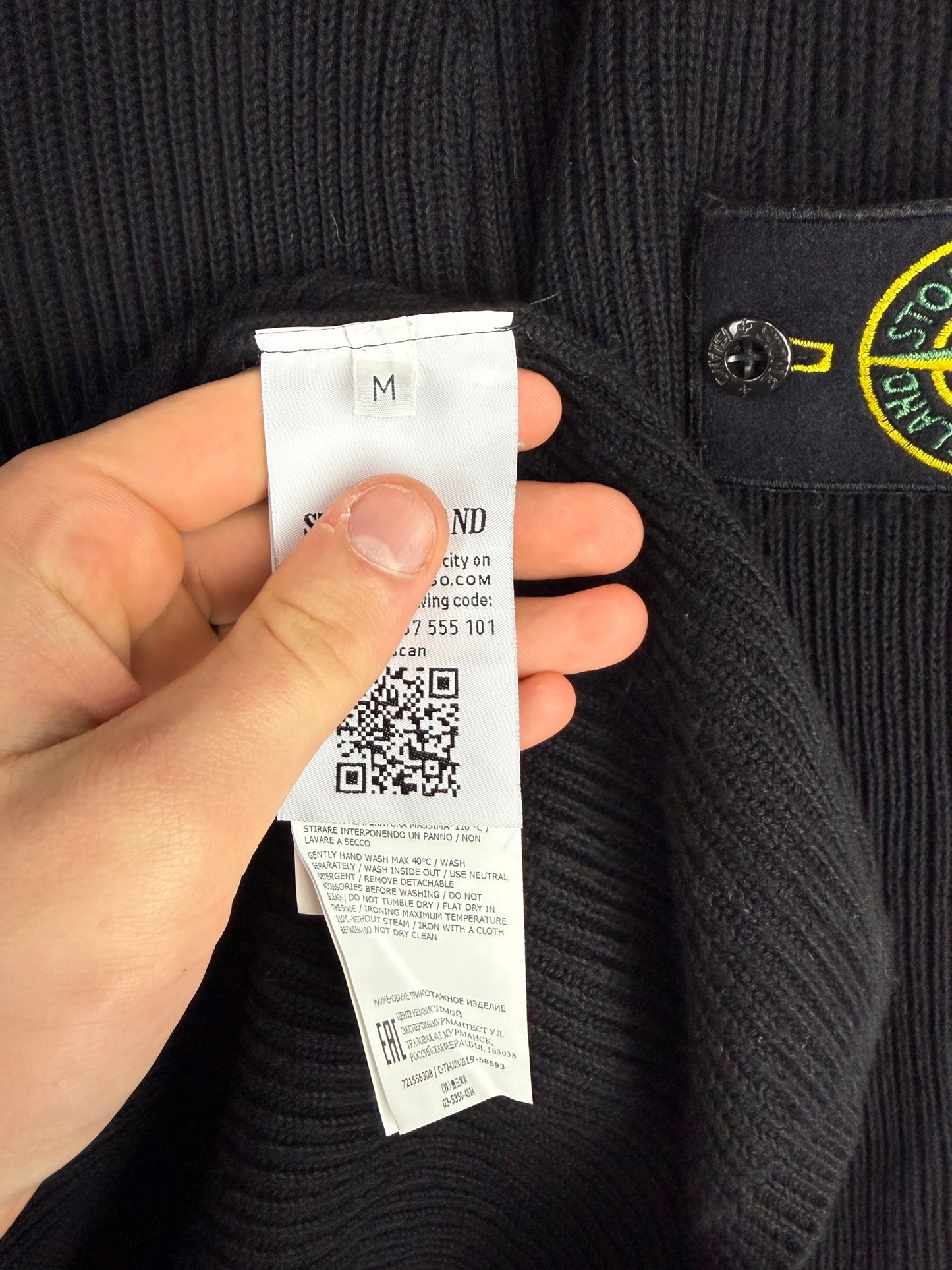 Maglione nero a coste Stone Island - Taglia M