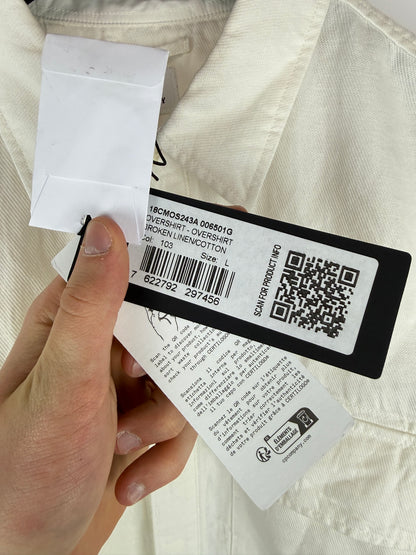 Overshirt bianca con chiusura a zip C.P. Company (nuova con cartellino) - Taglia L