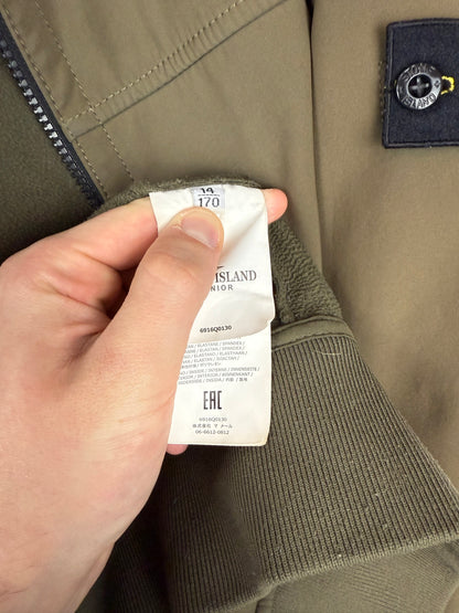 Giacca Soft Shell-R verde con zip e cappuccio Stone Island - Taglia Junior (14 anni, 170cm)