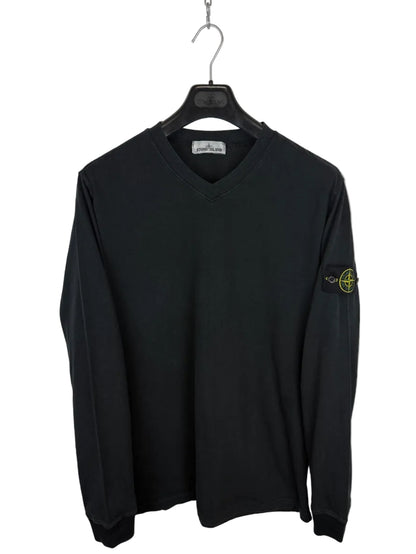 T-shirt a maniche lunghe nera con scollo a V Stone Island - Taglia XXL