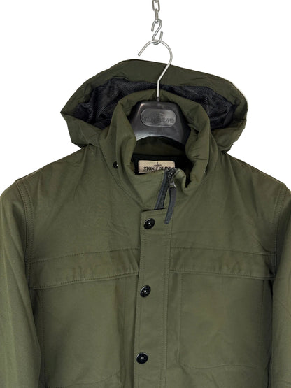 Giacca Soft Shell-R verde con zip e cappuccio a scomparsa Stone Island - Taglia M