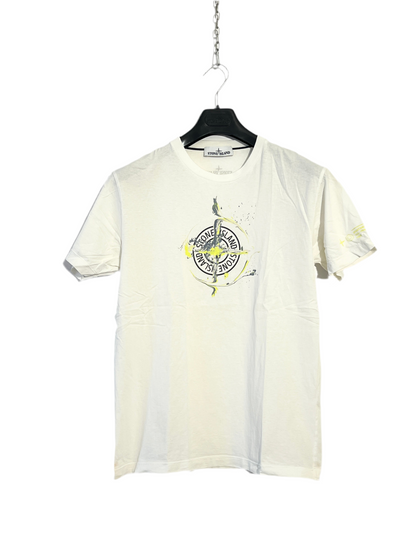 T-shirt bianca con stampa Stone Island - Taglia L