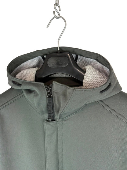 Giacca Soft Shell-R Terry verde petrolio con zip e cappuccio Stone Island - Taglia L