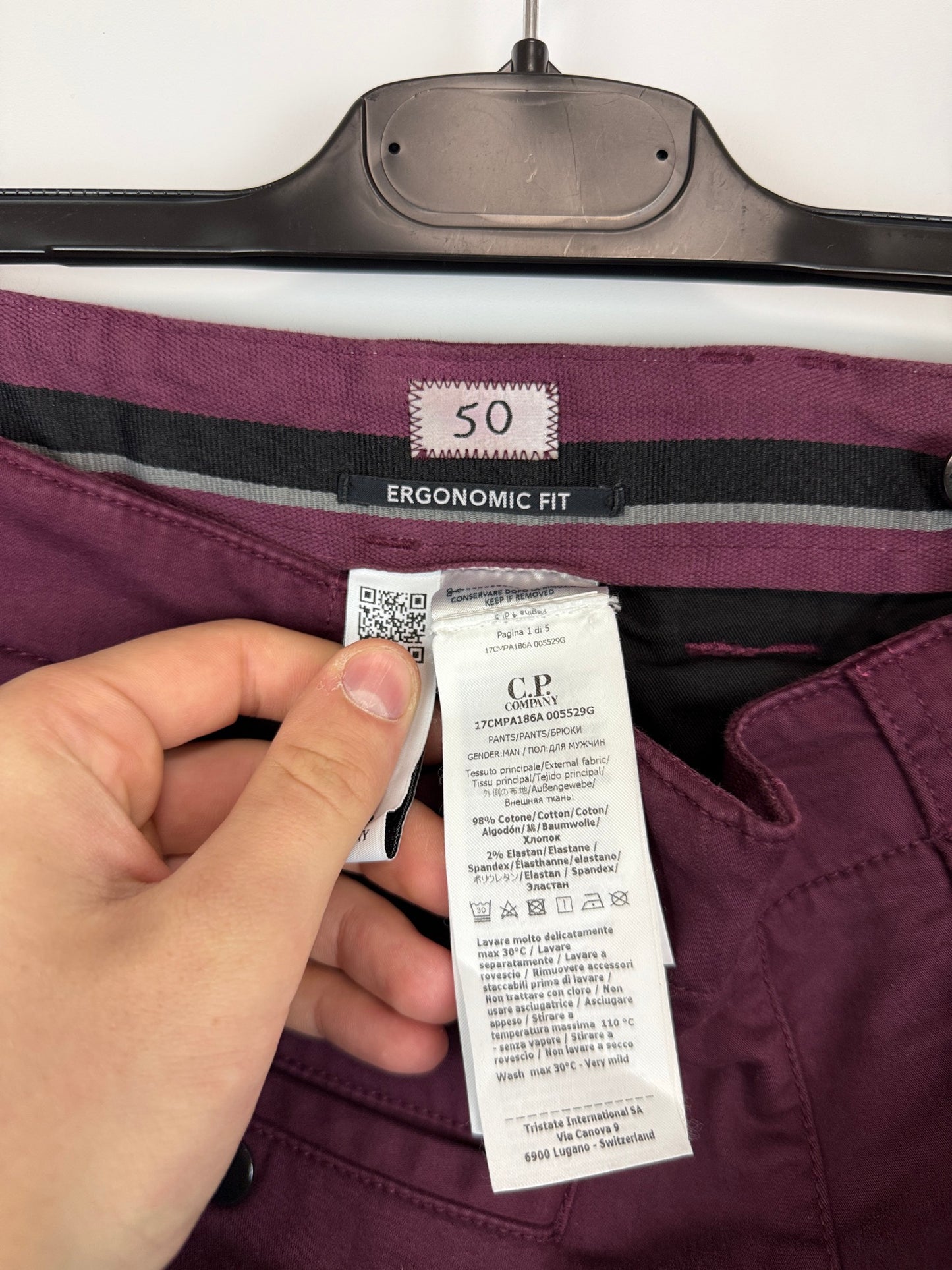 Pantaloni cargo bordeaux C.P. Company (nuovi con cartellino) - Taglia 50