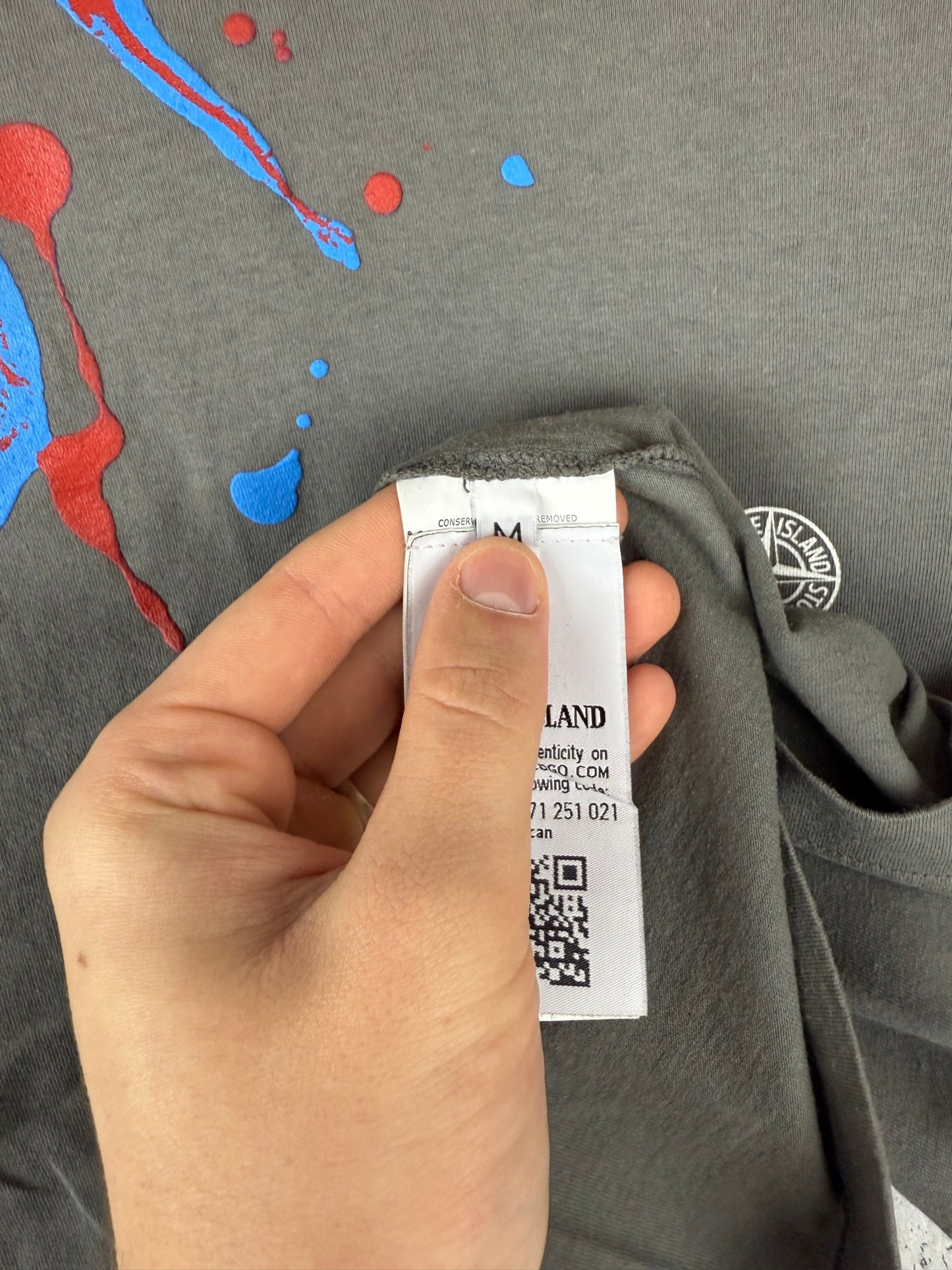 T-shirt grigia con fantasia Stone Island - Taglia M