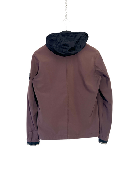 Giacca Soft Shell-R viola con zip e cappuccio a scomparsa Stone Island - Taglia M