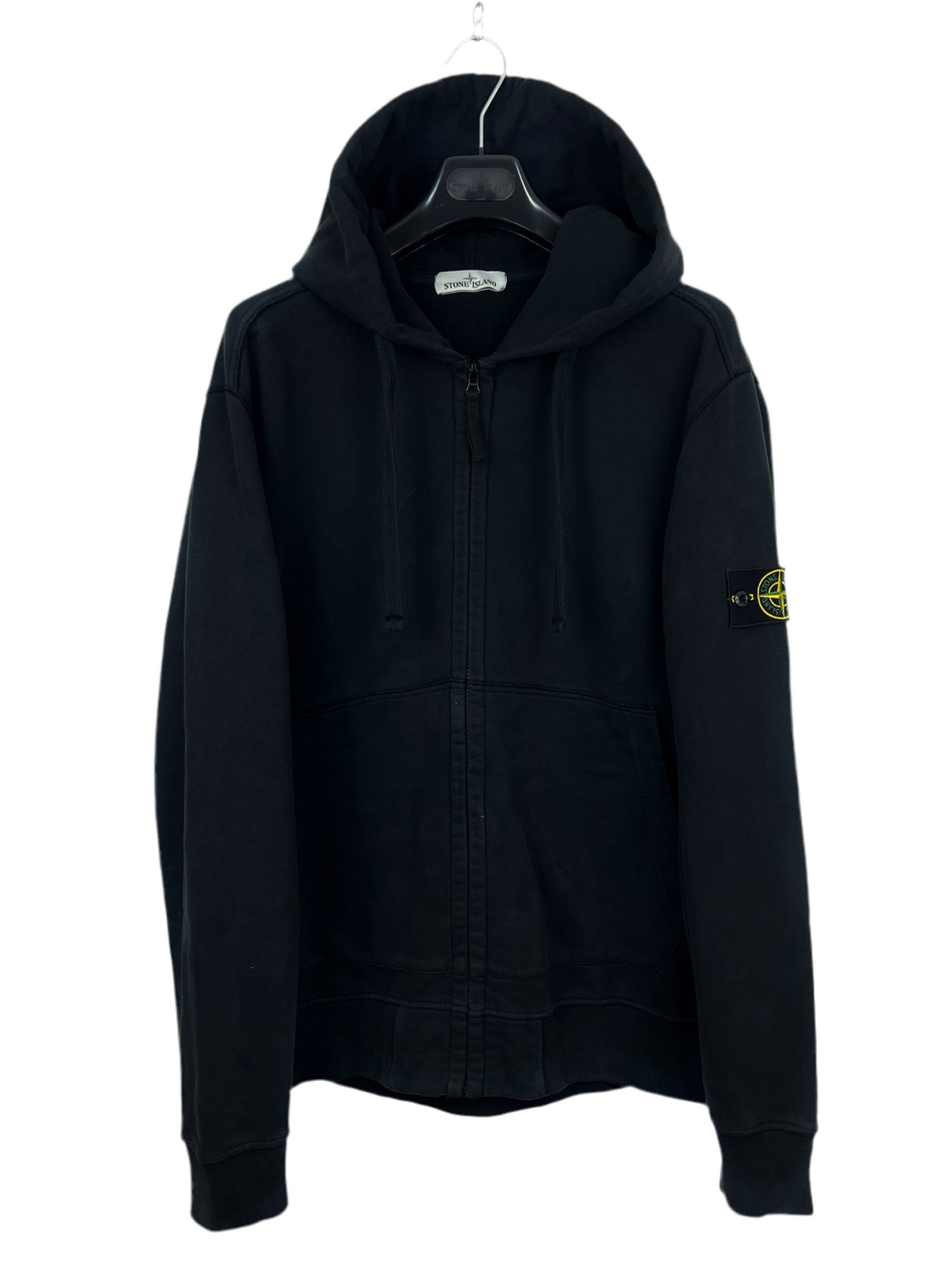 Felpa nera con zip e cappuccio Stone Island - Taglia XXL