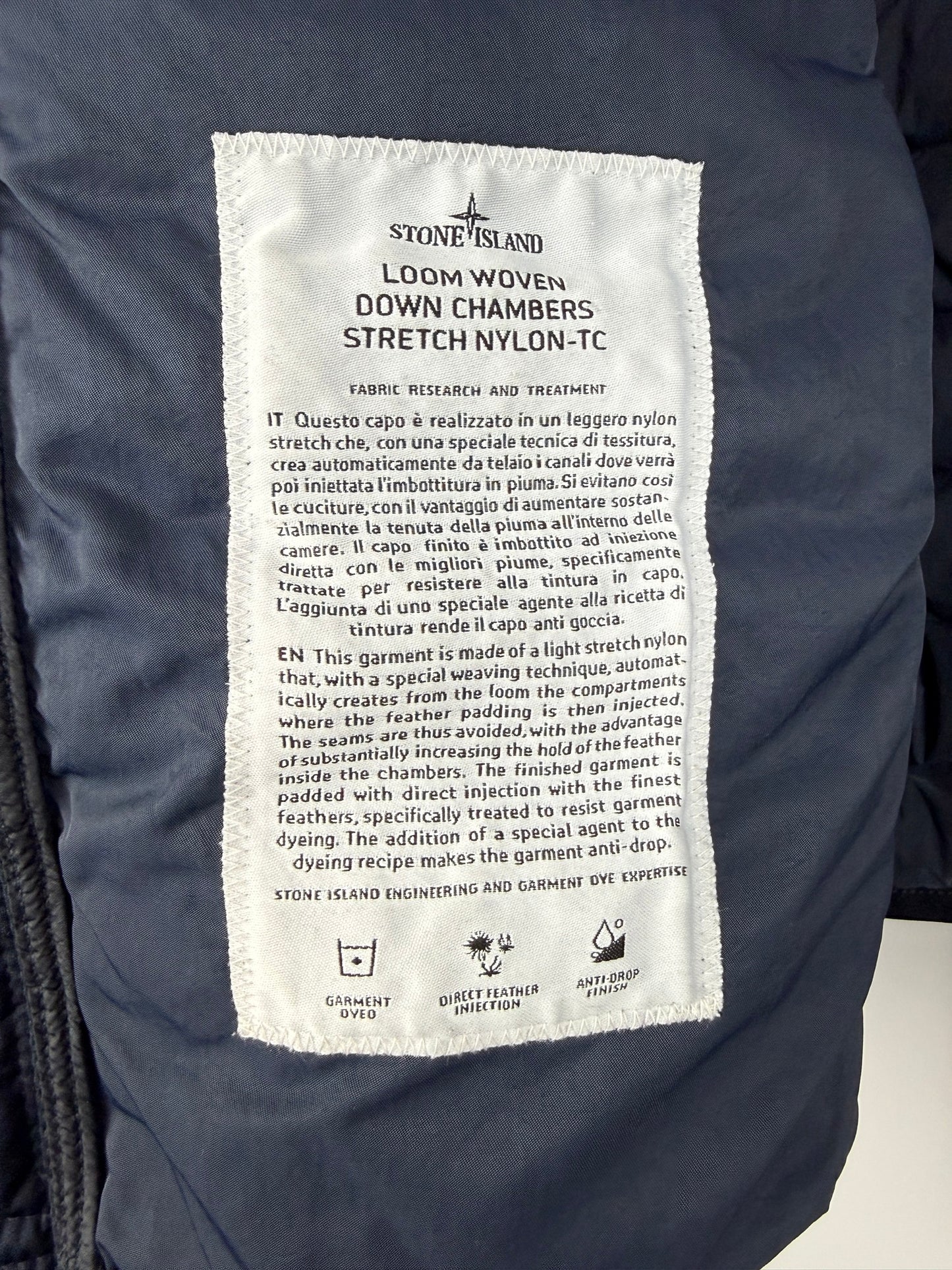 Giacca blu Loom Woven Down Chambers Stretch Nylon-TC Stone Island - Taglia M