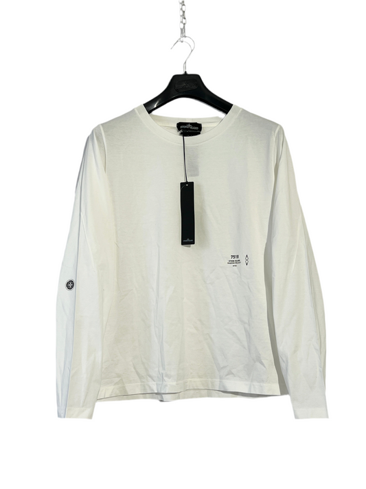 T-shirt a maniche lunghe bianca Stone Island Shadow Project (nuova con cartellino) - Taglia M