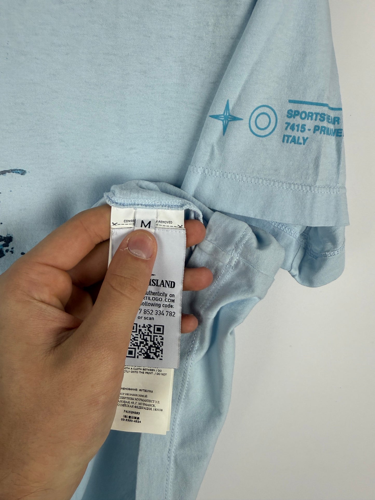 T-shirt azzurra con stampa Stone Island - Taglia M