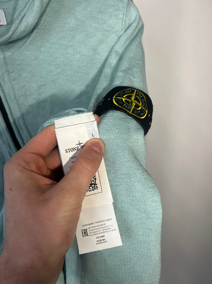 Felpa turchese con zip e cappuccio Stone Island - Taglia L