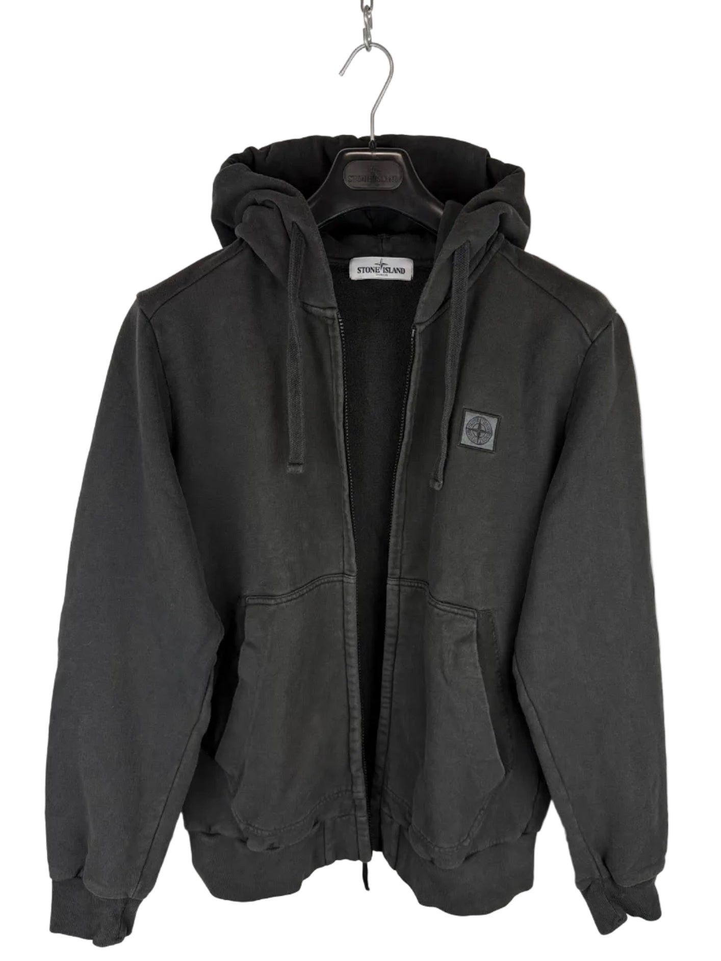 Felpa nera con zip e cappuccio Stone Island - Taglia XL