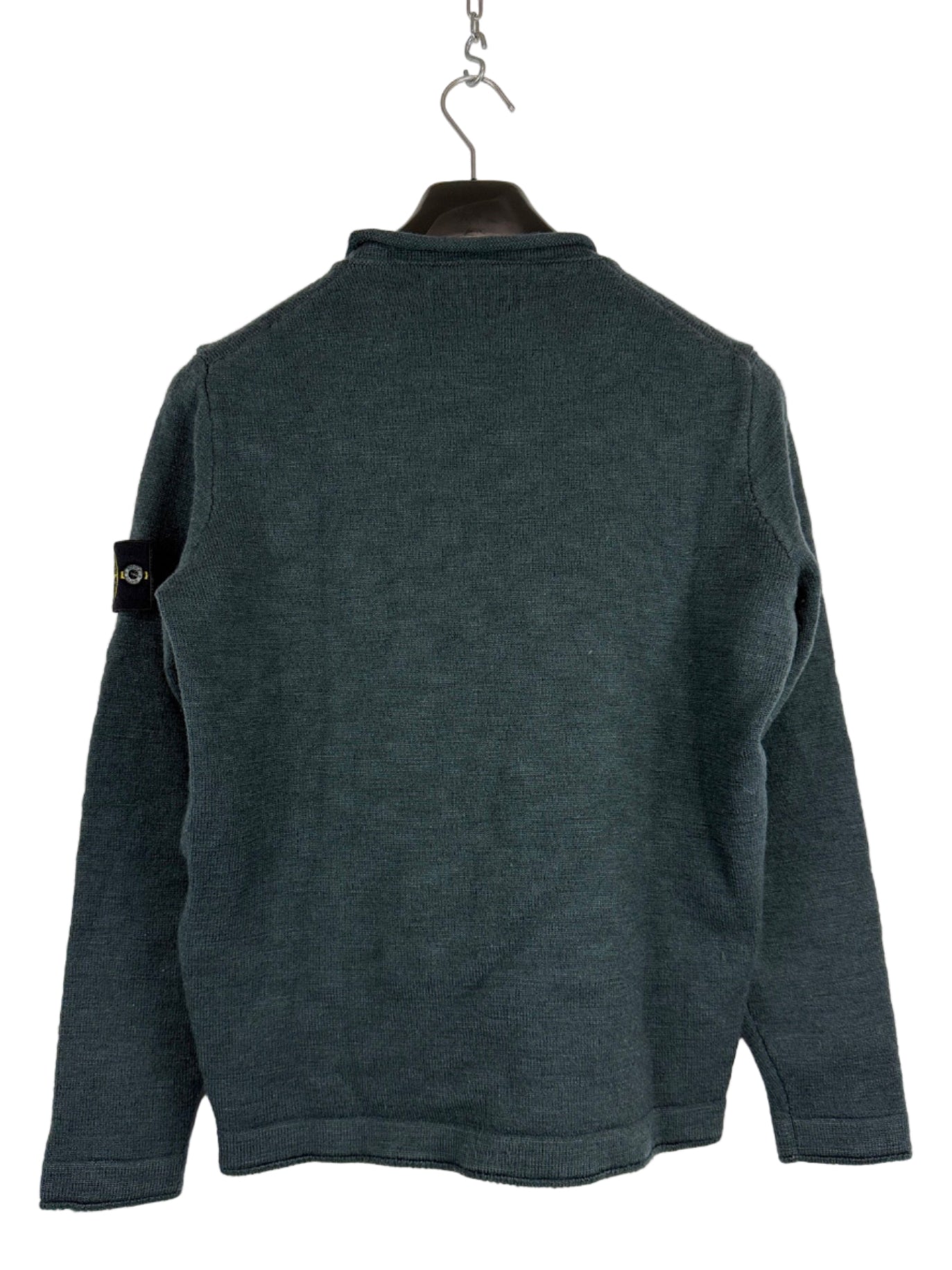 Maglione verde petrolio con taschino in lana Stone Island - Taglia S