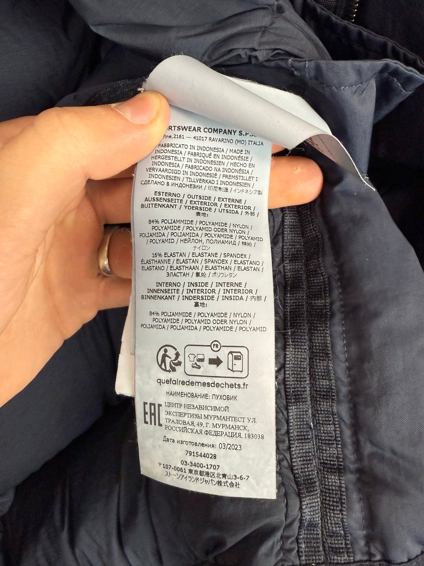 Giacca blu navy Seamless Tunnel Nylon Down-TC Stone Island - Taglia L