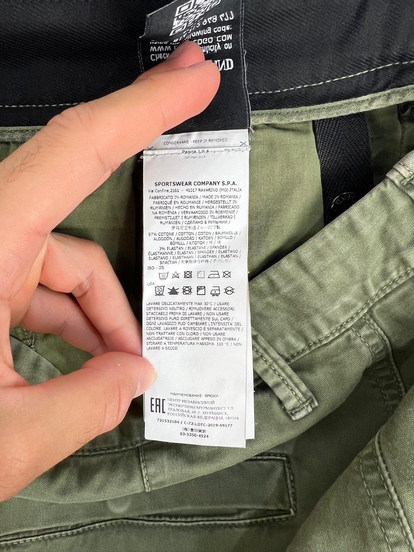 Pantaloni cargo verdi Stone Island - Taglia W30