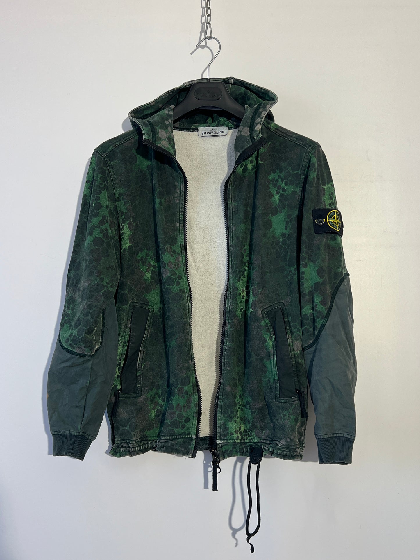 Felpa verde con zip e cappuccio Alligator Camo Stone Island - Taglia M