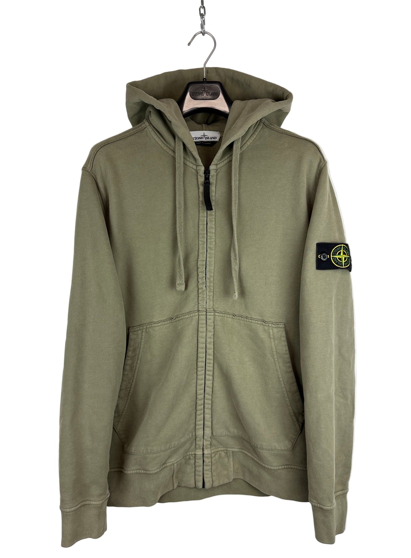 Felpa verde kaki con zip e cappuccio Stone Island - Taglia XL