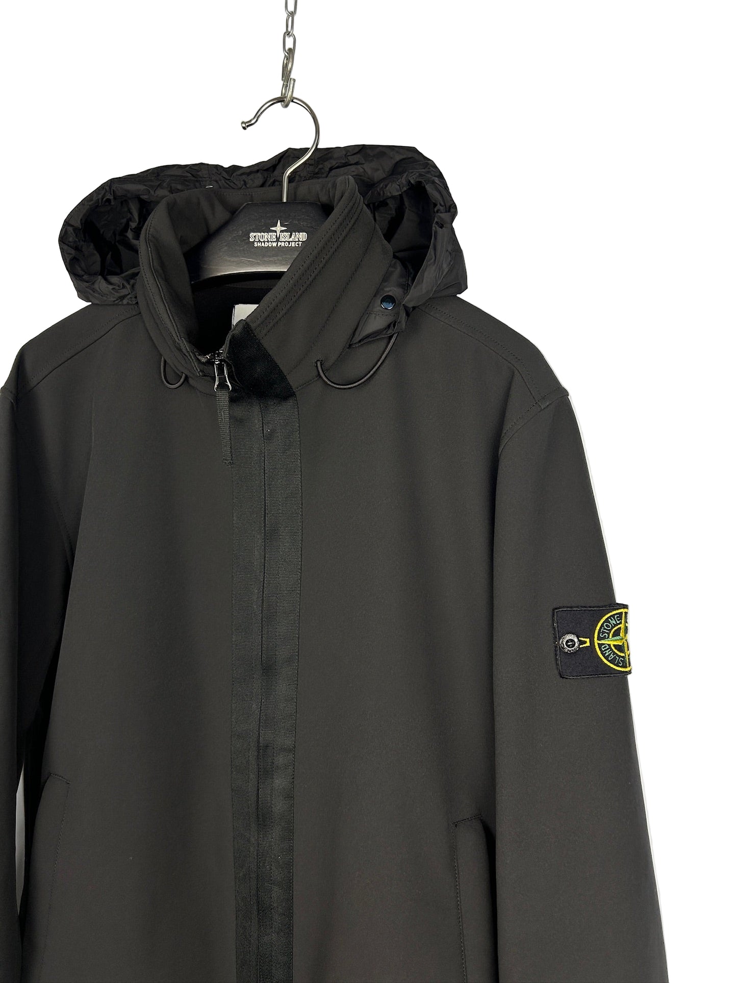 Giacca Prototipo Soft Shell-R nero con zip e cappuccio Stone Island nuovo - Taglia L